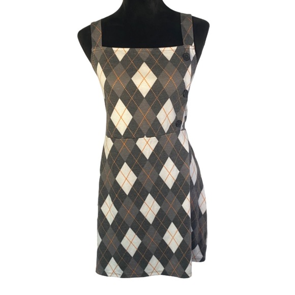 Arizona Diamond Print Gray and White Square Neck Midi Dress - Picture 1 of 8